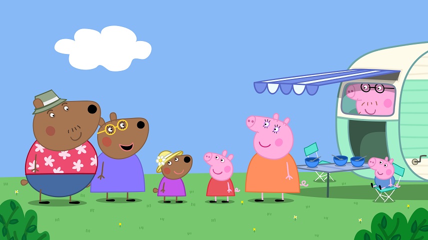 Peppa Pig with family and friends in a promotional image for Peppa's Cinema Party