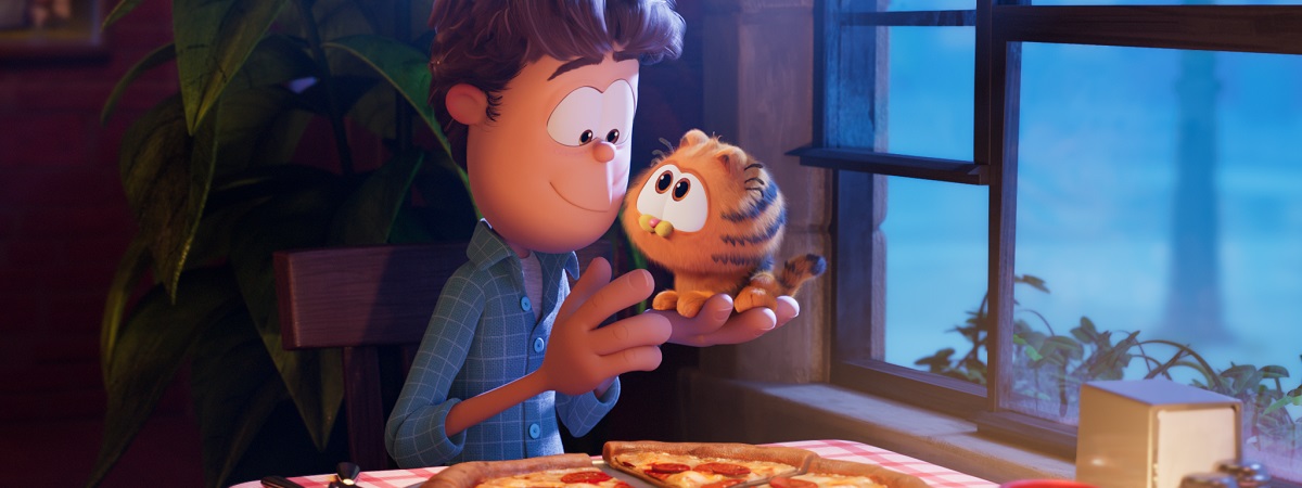 John (voiced by Nicholas Hoult) with baby Garfield.