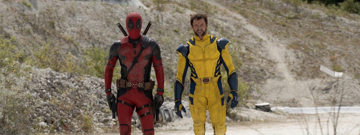Ryan Reynolds as Deadpool/Wade Wilson and Hugh Jackman as Wolverine/Logan in Marvel Studios' Deadpool & Wolverine.
