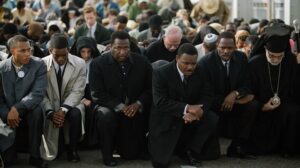 Trai Byers plays James Foreman, Stephan James plays John Lewis, Wendell Pierce plays Rev. Hosea Williams, David Oyelowo plays Dr. Martin Luther King, Jr., and Colman Domingo plays Ralph Abernathy in Selma, from Paramount Pictures, Pathé, and Harpo Films.