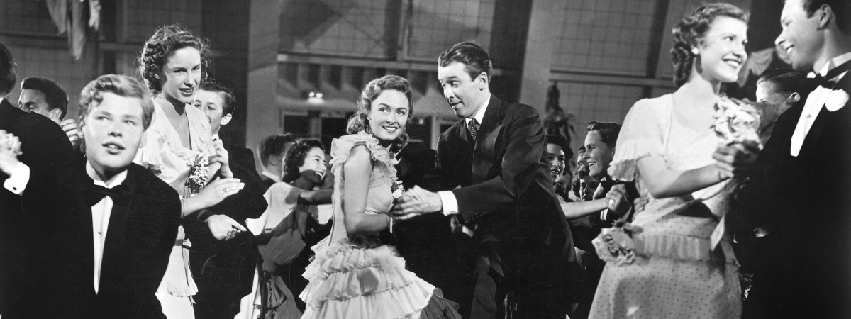 It's A Wonderful Life starring James Stewart, Donna Reed and Lionel Barrymore