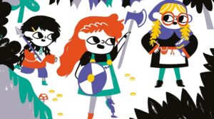 An illustration from Bethan Woolven's children's book Three Little Vikings.