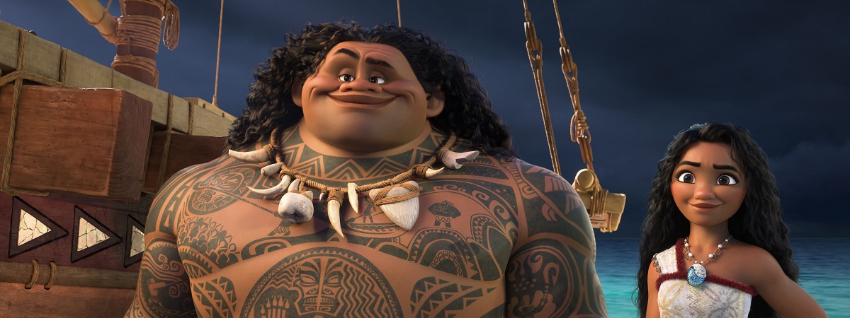 Maui (voice of Dwayne Johnson) and Moana (voice of Auli‘i Cravalho) in Disney's Moana 2.