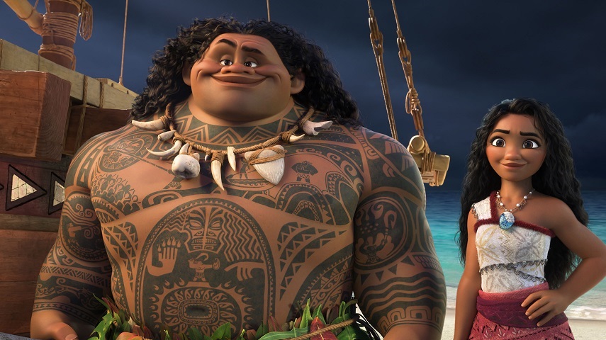 Maui (voice of Dwayne Johnson) and Moana (voice of Auli‘i Cravalho) in Disney's Moana 2.