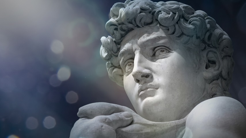 David Accademia statue in the promotional image for Exhibition On Screen's Michelangelo Love & Death (Encore).