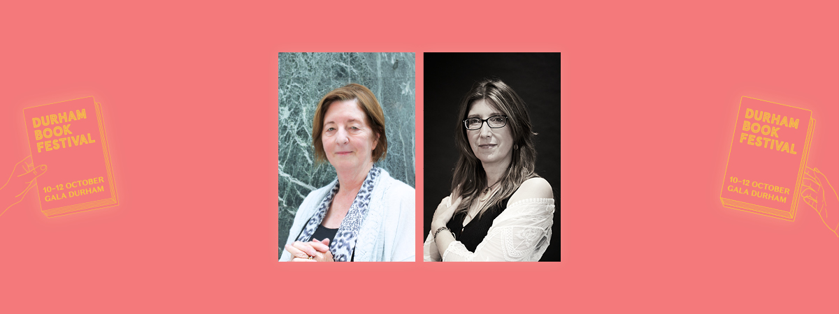 Durham Book Festival. Headshots of Pat Barker and Anna Barker.