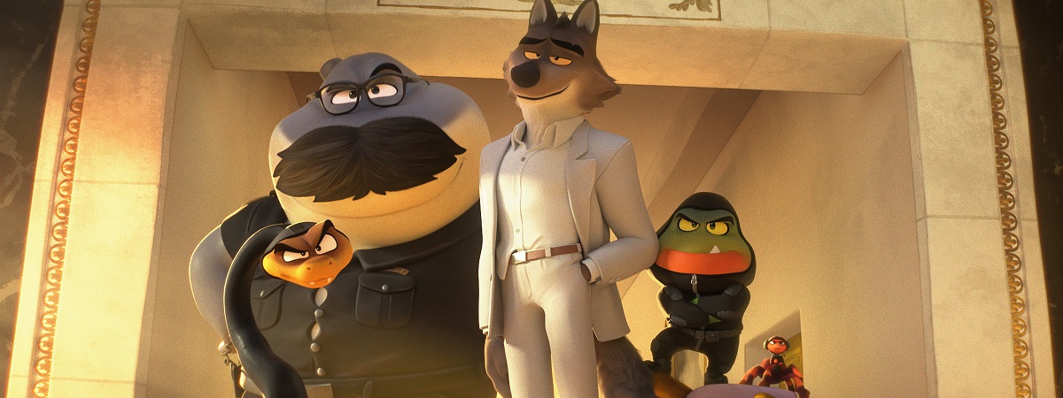 Mr. Snake (Marc Maron), Mr. Shark (Craig Robinson), Mr. Wolf (Sam Rockwell), Mr. Piranha (Anthony Ramos) and Ms. Tarantula (Awkwafina) in DreamWorks Animation’s The Bad Guys 2.