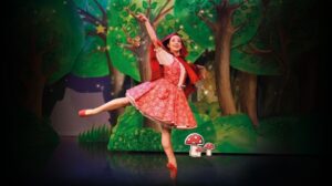A dancer performs in Northern Ballet's Little Red Riding Hood