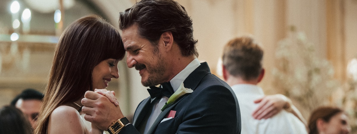 Dakota Johnson and Pedro Pascal in Materialists 