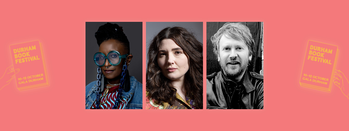 Durham Book Festival. Images of Malika Booker, Jo Clement and Paul Farley.