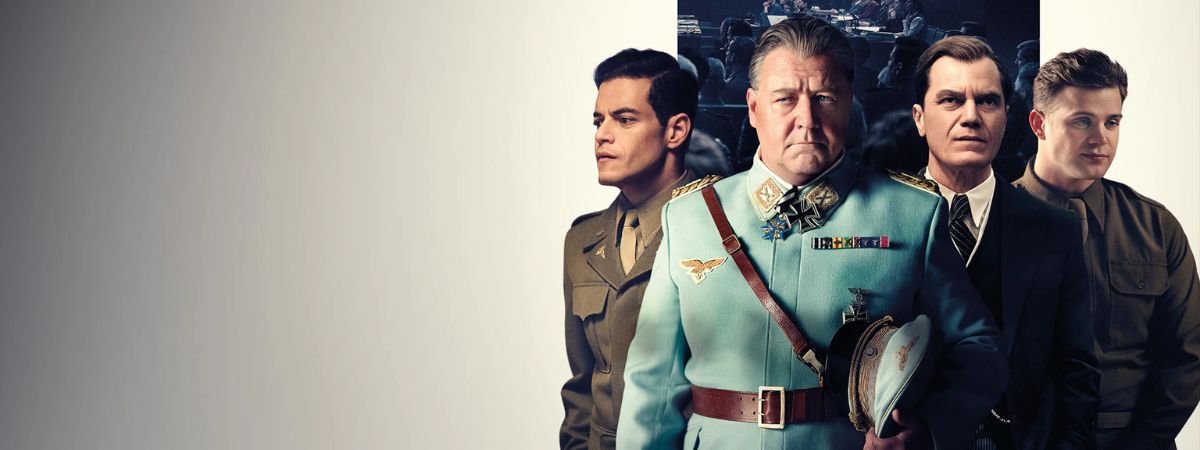 Rami Malek, Russell Crowe, Michael Shannon and Leo Woodall in Nuremberg.