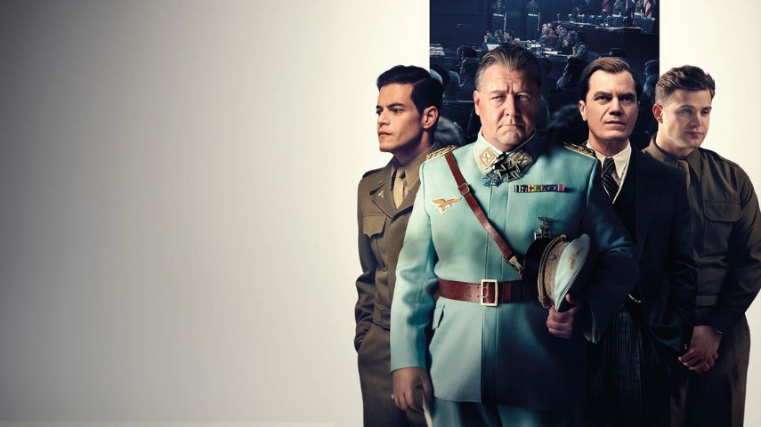 Rami Malek, Russell Crowe, Michael Shannon and Leo Woodall in Nuremberg.