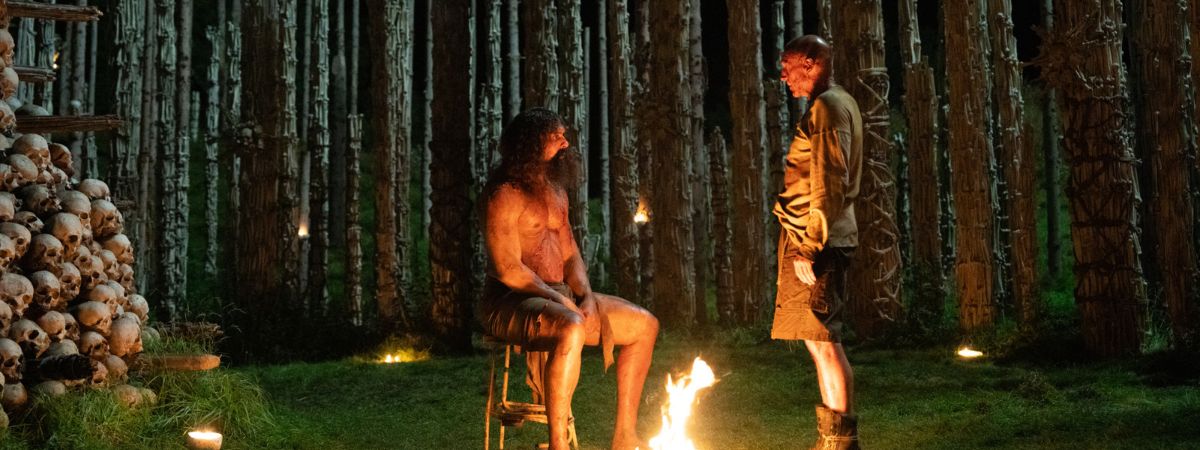 Chi Lewis-Parry and Ralph Fiennes in 28 Years Later: The Bone Temple.