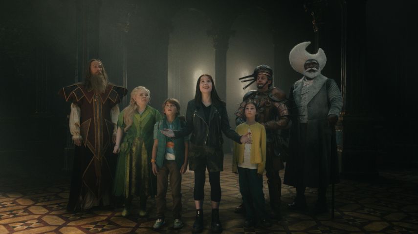 Oliver Chris, Nicola Coughlan, Phoenix Laroche, Billy Gadsdon, Dustin Demri-Burns and Nonso Anozie in The Magic Faraway Tree.