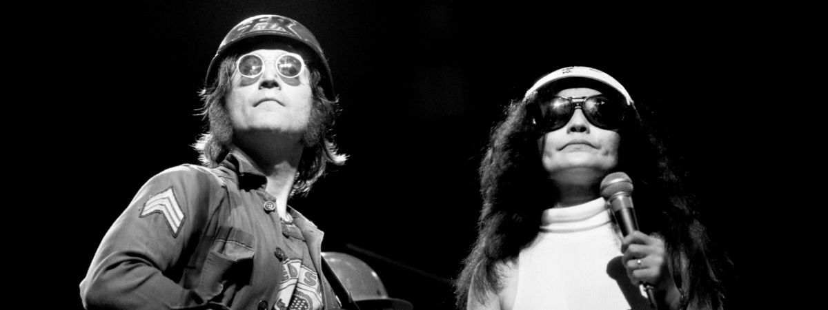 John Lennon and Yoko Ono in a still from Power To The People: John & Yoko Live in NYC.