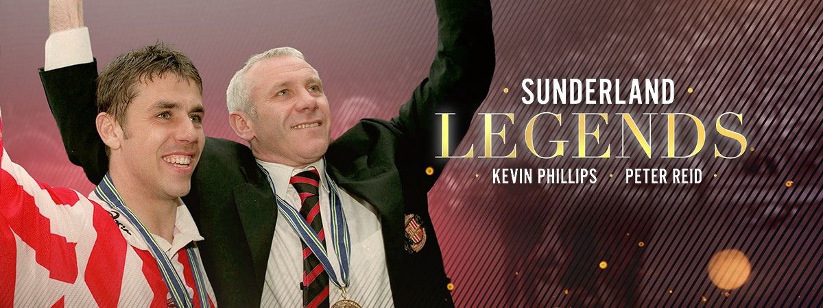 Kevin Phillips and Peter Reid in a promotional image for Sunderland Legends.