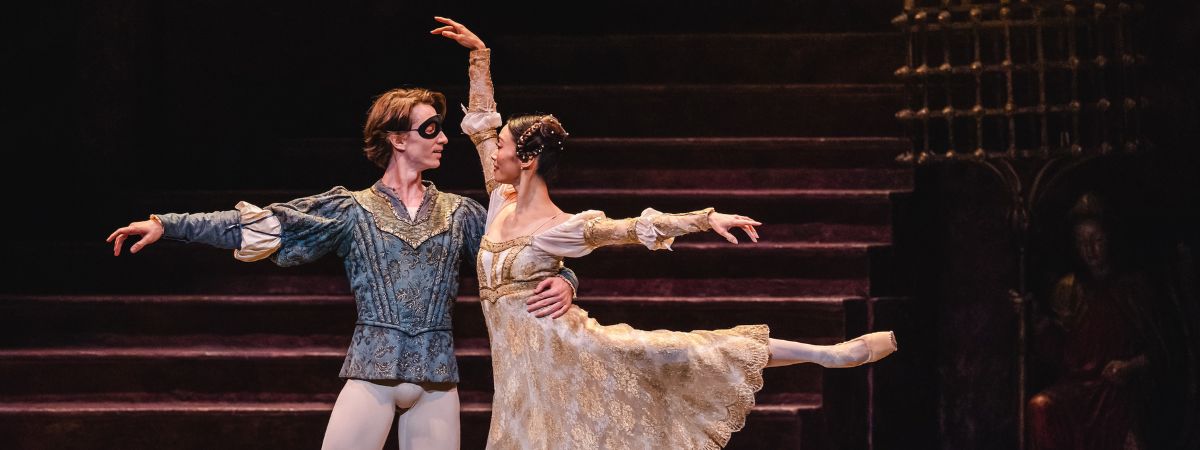 Two dancers perform in a promotional still from Royal Ballet's Romeo & Juliet.
