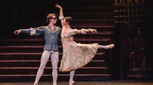 Two dancers perform in a promotional still from Royal Ballet's Romeo & Juliet.