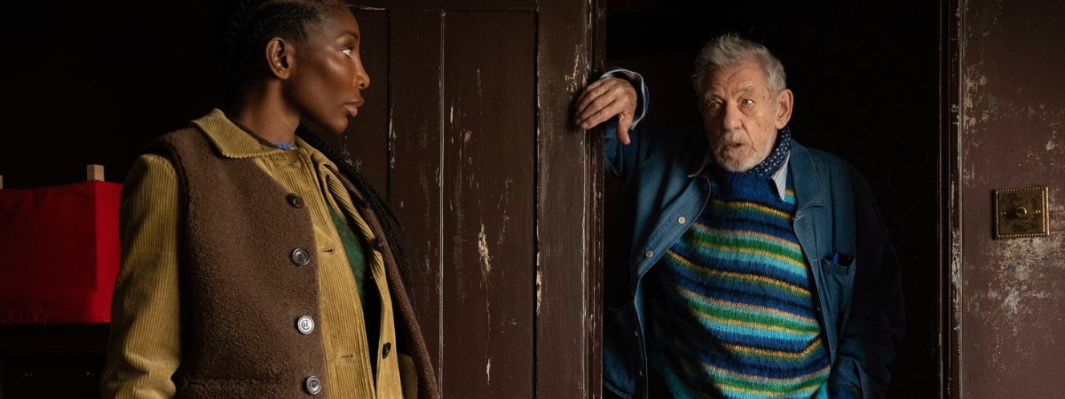 Ian McKellen, and Michaela Coel in The Christophers 