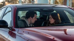 A man and a woman in a car