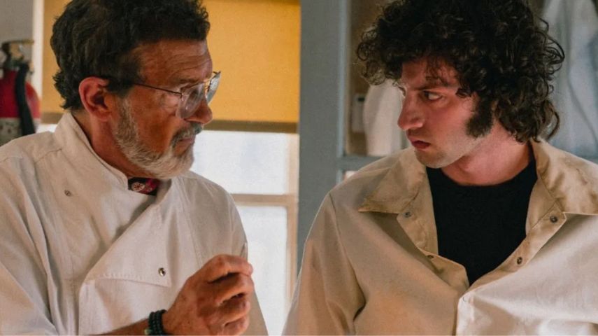 Dominic Sessa and Antionio Banderas in Tony