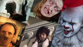 Images from A Nightmare On Elm Street, The Silence Of The Lambs, The Evil Dead, The Omen and IT.